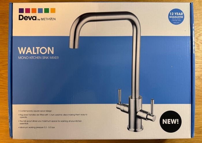 Walton Chrome Mono Kitchen Sink Mixer Tap | Square U-Spout
