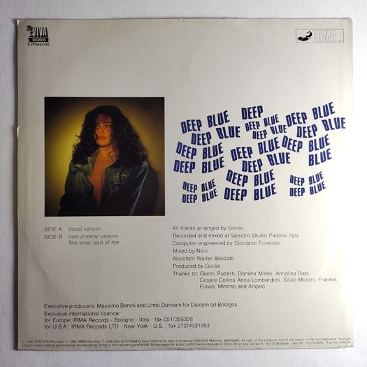 Deep Blue - Deep Blue - Eviva Records - HUGE Ibiza SASHA Classic! Downtempo Ambient HOUSE Breaks ORIGINAL 1990 Pressing! Condition: Near MINT!