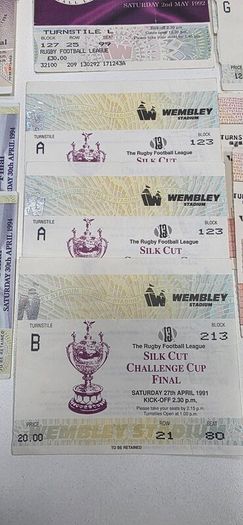 Vintage Silk Cut Rugby League Challenge Cup Wembley Tickets 8-Year Bulk Lot 1988-1997