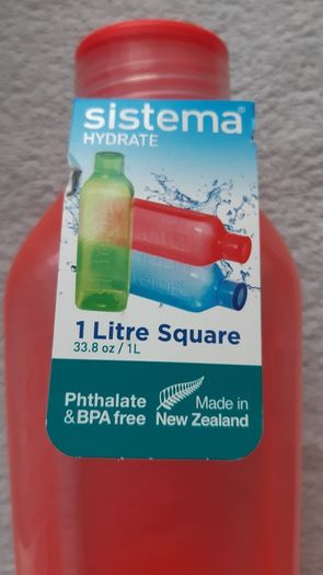 Sistema 1L Square Water Juice Bottle Orange New Home Office School College