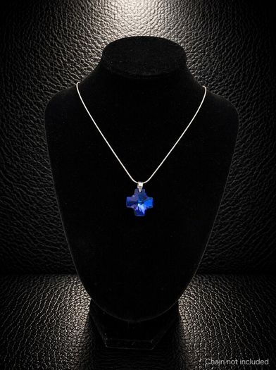 Vintage 925 Sterling Silver Blue Aurora Borelis Cross Pendant