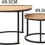 Black Round Coffee Table Set of 2 Side Table for Living Room,69.5x49cm Industrial Stacking End Tables,Wood Look Accent Furniture with Metal Frame End Table for Bedroom Decorations,Black Image 5