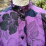 vintage 80s purple and black floral blouse made in Ireland Image 3