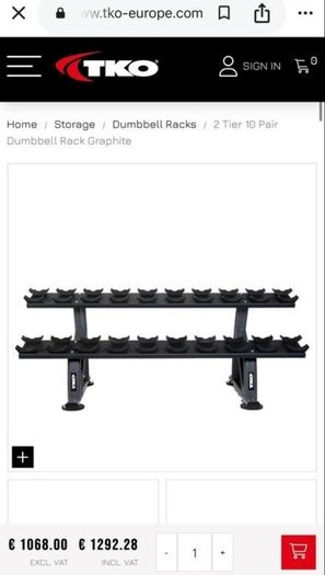 Tko 20 or 40 saddle dumbbell racks. Round dumbbell rack