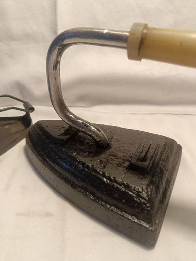 19th Century "Sad" Cast Iron and Cradle