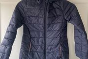 Navy and pink hooded lightweight jacket age 7-8