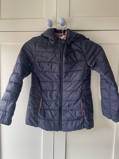 Navy and pink hooded lightweight jacket age 7-8