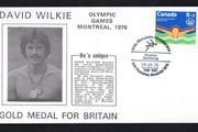 1976 Canada cover commemorating Davie Wilkie Gold Medal Winner 200 breast-strok swimming tying 8c Olympic Commemorative Stamp with Olympic stamp cancel