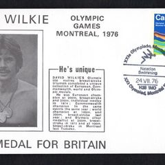 1976 Canada cover commemorating Davie Wilkie Gold Medal Winner 200 breast-strok swimming tying 8c Olympic Commemorative Stamp with Olympic stamp cancel