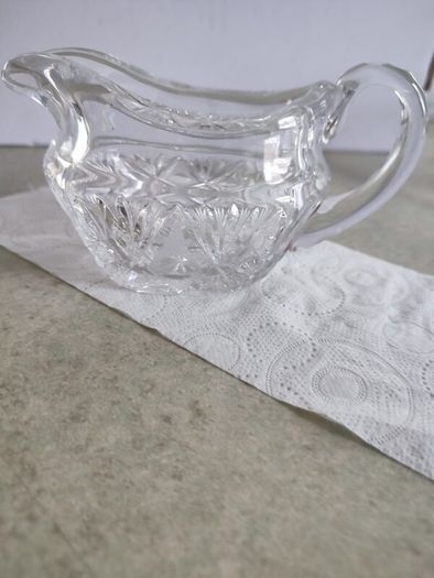 Vintage Bohemia Hand Cut Lead Crystal 24% Au Plomb Czechoslovakia  Cream or milk jug