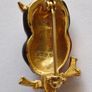 Gold Tone Orange Enamel Owl Brooch Image 2