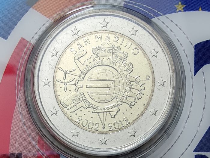 San Marino 2 Euro Brilliant Uncirculated Coin 2012 - 10 Years of Euro Cash