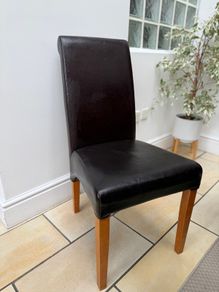 Set of 6 Dark Brown Faux Leather Dining Chairs