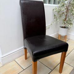 Set of 6 Dark Brown Faux Leather Dining Chairs