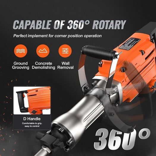 2200W Electric Demolition Jack Hammer Concrete Breaker with 4 Chisels