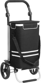 _Shopping cart, Shopping cart, foldable, with cooler bag, versatile, removable bag, wheels, sturdy, Black