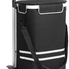 _Shopping cart, Shopping cart, foldable, with cooler bag, versatile, removable bag, wheels, sturdy, Black