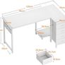 Computer Desk with Drawers, 120x70 cm Corner Desk for Home Office, Reversible L Shaped Office Desks White Image 3
