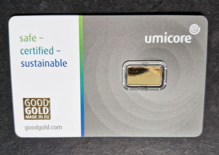 Gold Bar 1 Gram .999 Umicore In Assay Cert