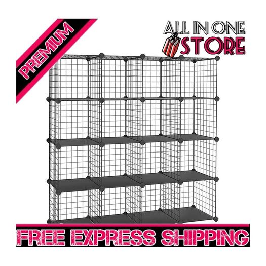 16 Cube Metal Wire Storage Organiser, DIY Closet Cabinet and Modular Shelving Grids, Wire Mesh Shelves and Rack (FREE SHIPPING)