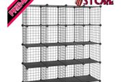 16 Cube Metal Wire Storage Organiser, DIY Closet Cabinet and Modular Shelving Grids, Wire Mesh Shelves and Rack (FREE SHIPPING)