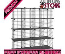16 Cube Metal Wire Storage Organiser, DIY Closet Cabinet and Modular Shelving Grids, Wire Mesh Shelves and Rack (FREE SHIPPING)