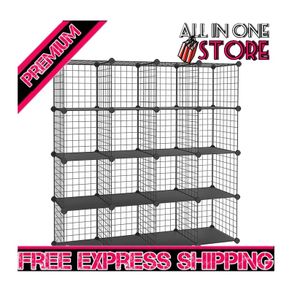 16 Cube Metal Wire Storage Organiser, DIY Closet Cabinet and Modular Shelving Grids, Wire Mesh Shelves and Rack (FREE SHIPPING)