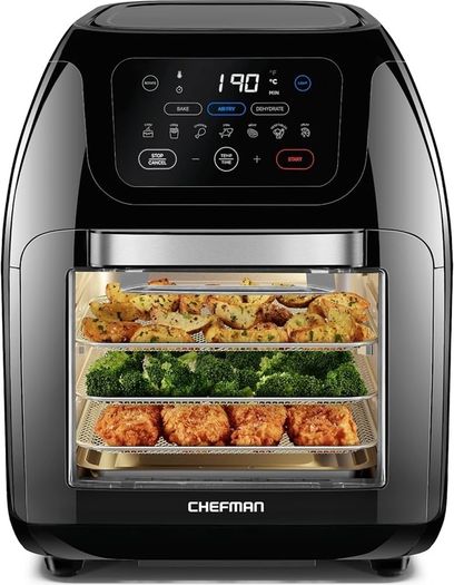 NEW SALE | Multifunctional Digital Air Fryer+ Rotisserie, Dehydrator, Convection Oven, 17 Presets Fry, Roast, Dehydrate, Bake, XL 10L Family Size, 1800W