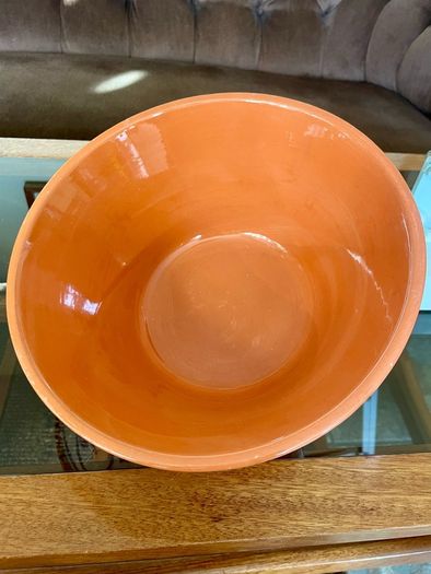 Hand Painted Large Terra Cotta Blue and White Bowl for Salad Pasta Fruits