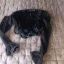 Cropped V Neck top size 10 with beaded cuff and waist Image 2