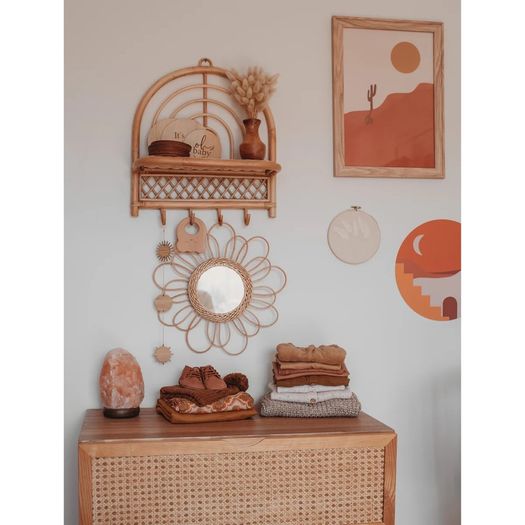 Handcrafted Rattan Rainbow Shelf