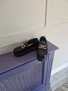 ladies loafer patent shoes