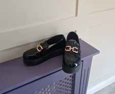 ladies loafer patent shoes