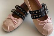 Pink Satin Ballet Flats Ballerina Shoes (MIU MIU lookalike ) Size EU 38