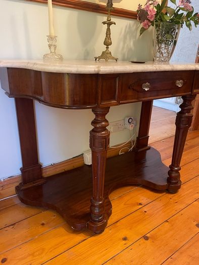 Antique Marble Top Console / Hall Table