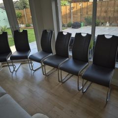 Grey Leather Dining Chairs