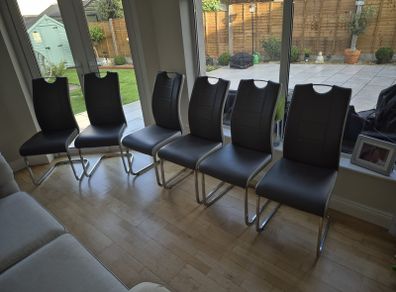 Grey Leather Dining Chairs