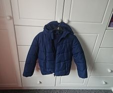 Navy boys padded fleece lined hooded coat with pockets