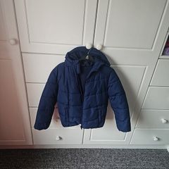 Navy boys padded fleece lined hooded coat with pockets