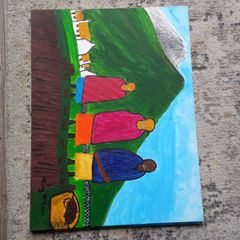 painting "Looking at the Mountain"