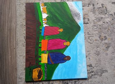 painting "Looking at the Mountain"