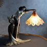 Art Nouveau Pure Extravagant Table Lamp  Lady with Peacock Image 3