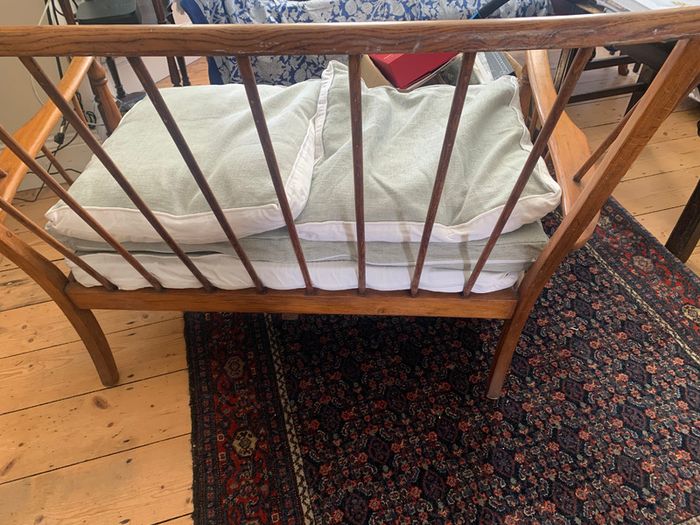 Mid Century two-seater wooden sofa