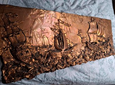 Copper finished tall ship seascape