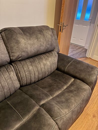 X2 2 seater grey suede recliner couch