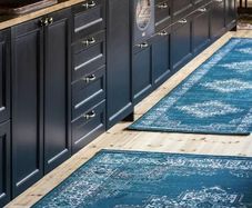 Vintage Vega, Rug, Modern carpets, 80 x 300 cm, Rectangular, Low, Living Room, Dining Bedroom, Kitchen, Hallway, Dry Clean Only, oeko_tex_100, Dark Blue Turquoise