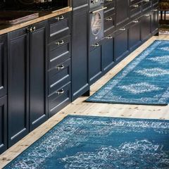 Vintage Vega, Rug, Modern carpets, 80 x 300 cm, Rectangular, Low, Living Room, Dining Bedroom, Kitchen, Hallway, Dry Clean Only, oeko_tex_100, Dark Blue Turquoise