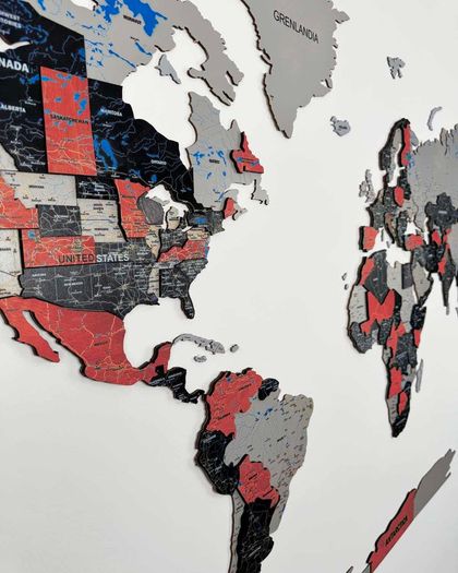 3D Premium Wooden World Map with Country Borders Country Names Capital Names US and Canada Borders and Names World Biggest City Names World Biggest Rivers World Biggest lakes World Main Roads 3D Map Effect