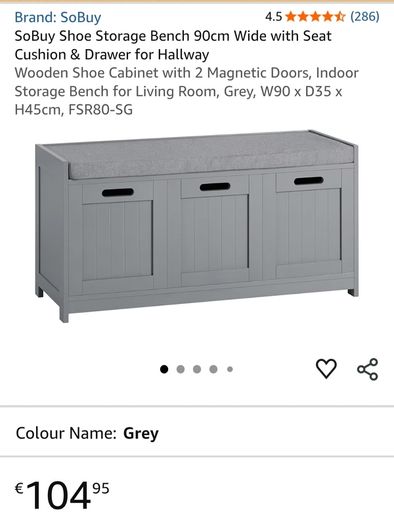 Shoe storage bench
