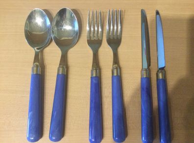 Blue handled Cutlery